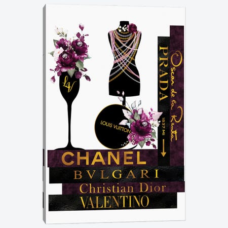 Burgundy  Roses Pearls & Fashion Books Canvas Print #POB499} by Pomaikai Barron Canvas Print