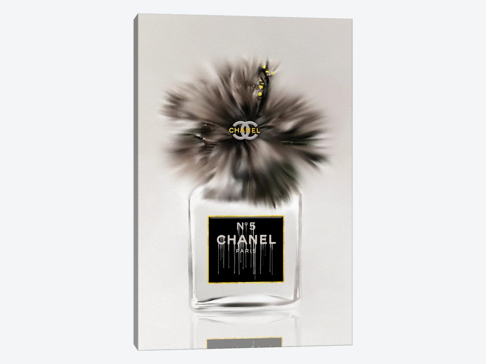 50 Shades Of Gray Fashion Perfume Bottle & Hibiscus by Pomaikai Barron 1-piece Canvas Wall Art