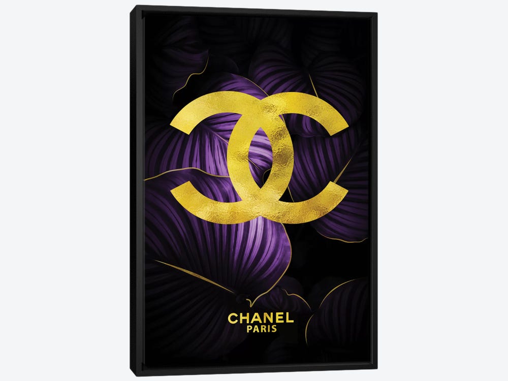 Framed Canvas Art - Chanel Purple Double CS Tropical Purple by Pomaikai Barron ( Fashion > Fashion Brands > Chanel art) - 40x26 in