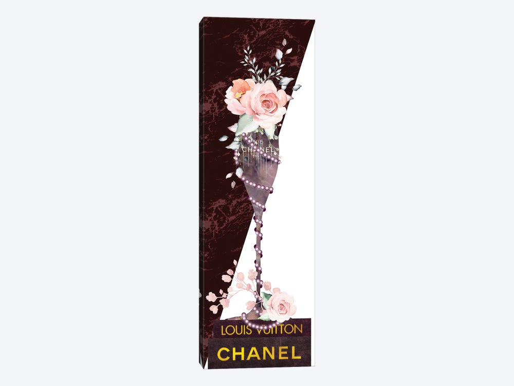 Mauve Marble Fashion Champagne Glass With Roses & Pearls On Fashion Books by Pomaikai Barron 1-piece Canvas Art Print