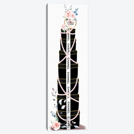 Perfume Bottle With Blush Roses On Black & White Stacked Gift Boxes Canvas Print #POB524} by Pomaikai Barron Canvas Art