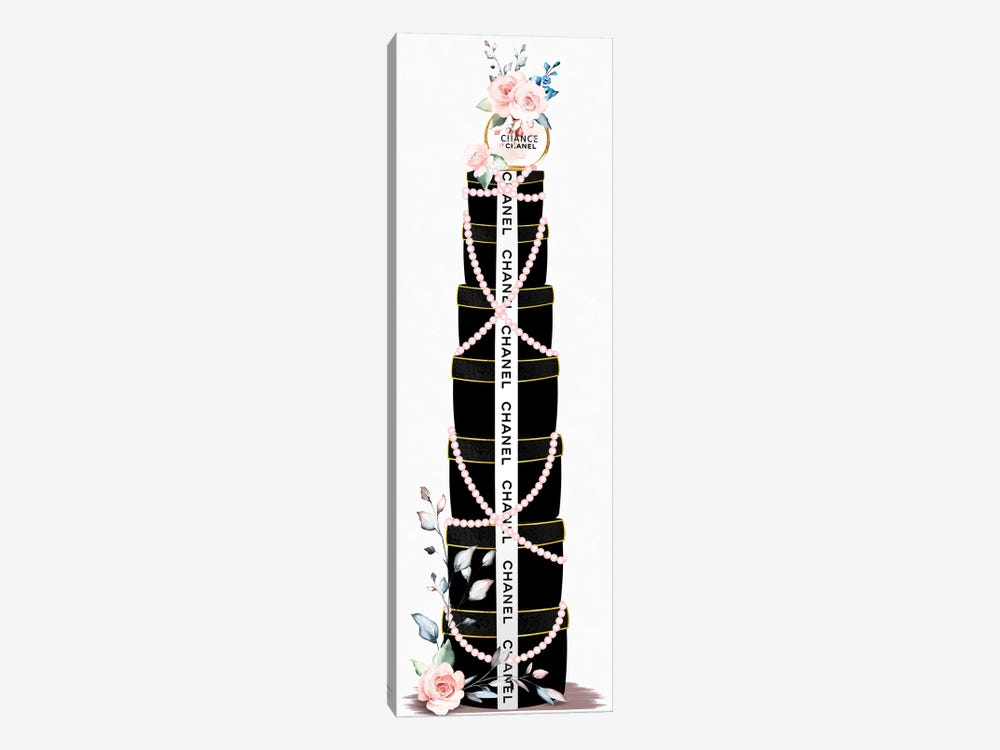 Perfume Bottle With Blush Roses On Black & White Stacked Gift Boxes by Pomaikai Barron 1-piece Canvas Artwork