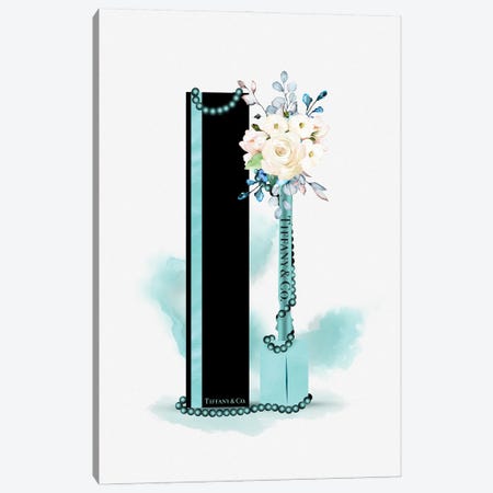 Teal Blue Fashion Lip Gloss With Blush White & Blue Florals Canvas Print #POB526} by Pomaikai Barron Canvas Artwork