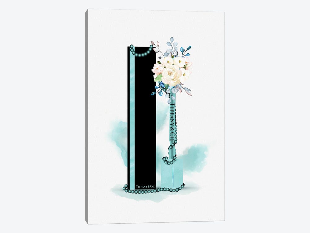 Teal Blue Fashion Lip Gloss With Blush White & Blue Florals by Pomaikai Barron 1-piece Canvas Art