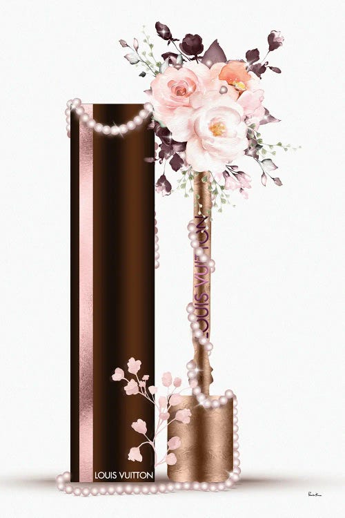 Bronze Fashion Lip Gloss With Blush & Deep Red Florals