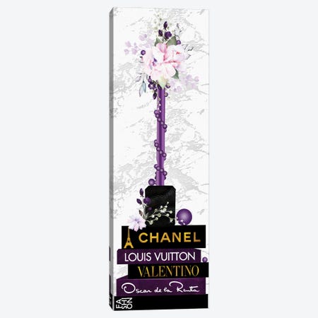 Purple Lip Gloss Vase With Roses & Pearls On Fashion Books Canvas Print #POB535} by Pomaikai Barron Canvas Art Print