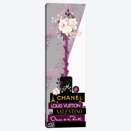 Magenta Lip Gloss Vase With Roses & Pearls On Fashion Books Canvas Print #POB537} by Pomaikai Barron Canvas Print