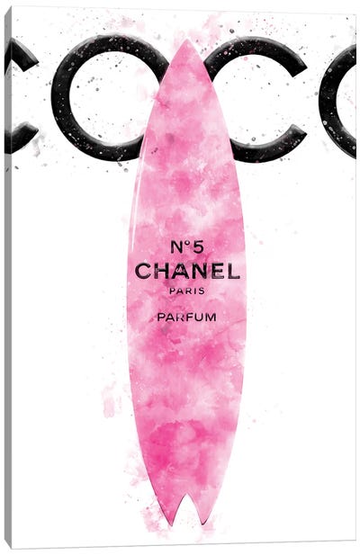 Coco Fashion Pink Surfboard Canvas Art Print - Pomaikai Barron