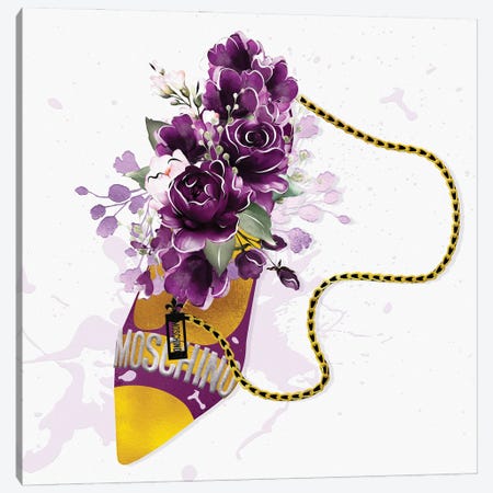 Magenta & Gold High Heel Bag With Purple Blush Florals Canvas Print #POB546} by Pomaikai Barron Canvas Art
