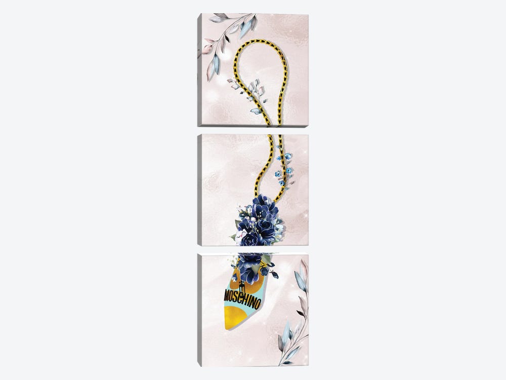 Teal & Gold High Heel Bag With Sapphire Blue Roses by Pomaikai Barron 3-piece Canvas Art Print