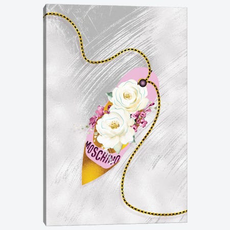 Pink & Gold High Heel Bag With White Roses Canvas Print #POB550} by Pomaikai Barron Canvas Art