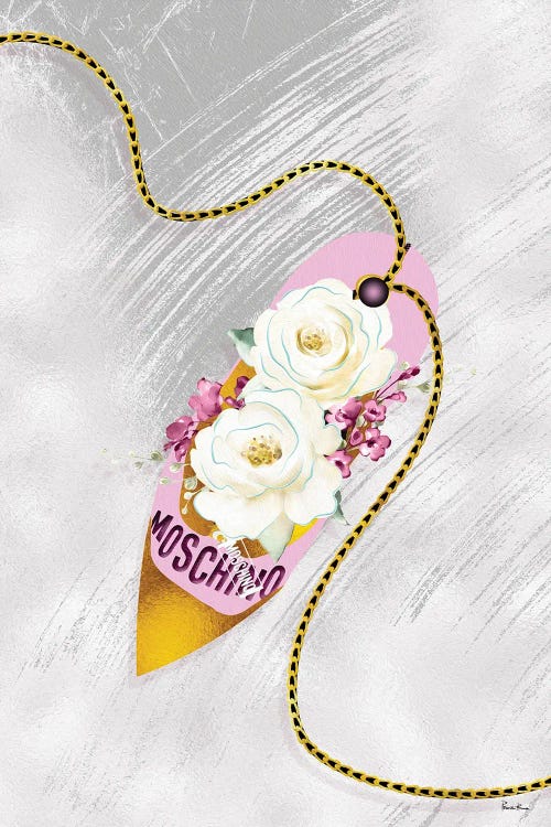 Pink & Gold High Heel Bag With White Roses