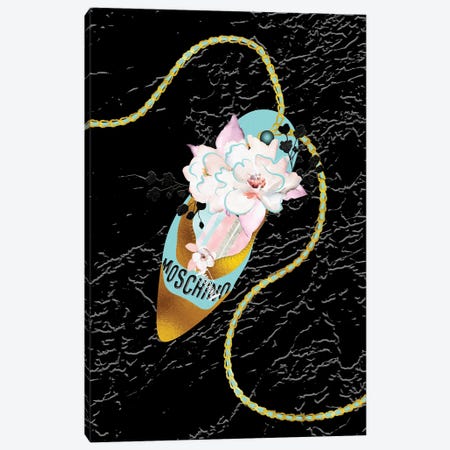 Teal Gold High Heel Bag With Macarons & Roses Canvas Print #POB551} by Pomaikai Barron Canvas Artwork