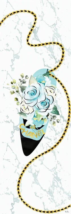 Teal & Black High Heel Bag With Soft Blue Roses