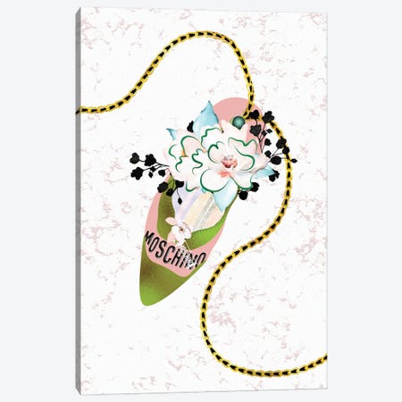 Deep Peach & Jade High Heel Bag With Roses & Macarons Canvas Print #POB555} by Pomaikai Barron Canvas Print