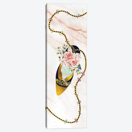 Dark Blue & Gold High Heel Bag With Roses & Macarons Canvas Print #POB556} by Pomaikai Barron Canvas Art Print