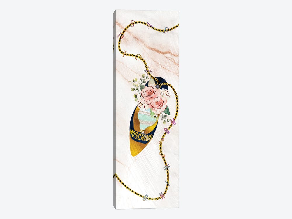 Dark Blue & Gold High Heel Bag With Roses & Macarons by Pomaikai Barron 1-piece Art Print