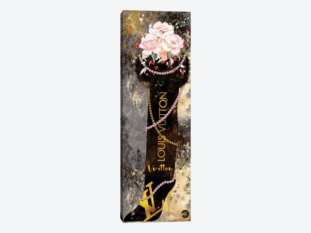 Gilded Grunge Furry Thigh High Boot With Blushed Roses & Pearls by Pomaikai Barron 1-piece Canvas Print