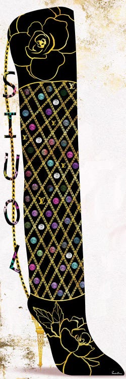 Thigh High Boot Fashion Bag With Multicolored Jewels