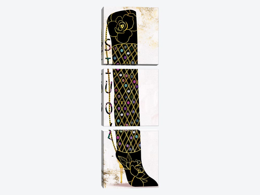 Thigh High Boot Fashion Bag With Multicolored Jewels by Pomaikai Barron 3-piece Canvas Wall Art