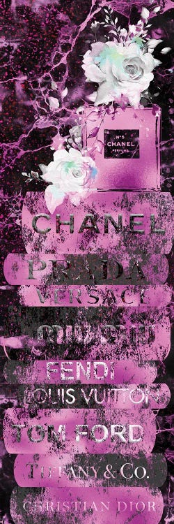 Pink Gold Grunge Fashion Book Stack W - Canvas Print