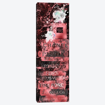 Red Gold Grunge Fashion Book Stack With Perfume Bottle & Roses Canvas Print #POB570} by Pomaikai Barron Canvas Wall Art