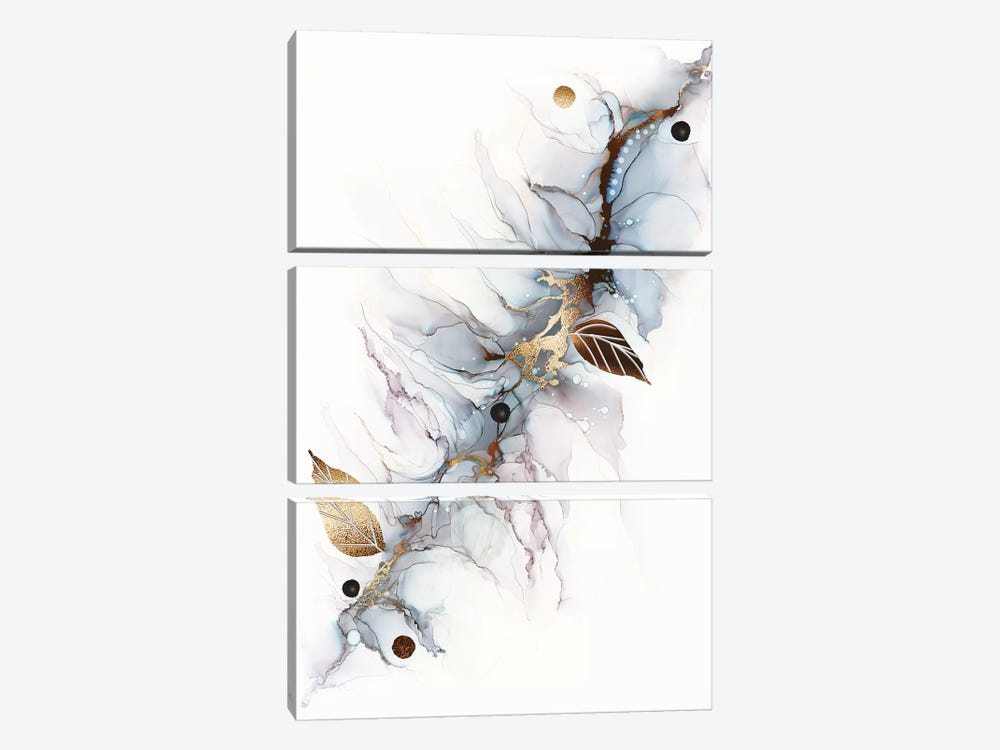 Coppered Vein Alcohol Ink Abstract Flower by Pomaikai Barron 3-piece Canvas Art Print