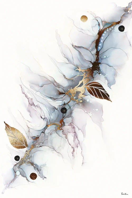 Coppered Vein Alcohol Ink Abstract Flower by Pomaikai Barron wall art