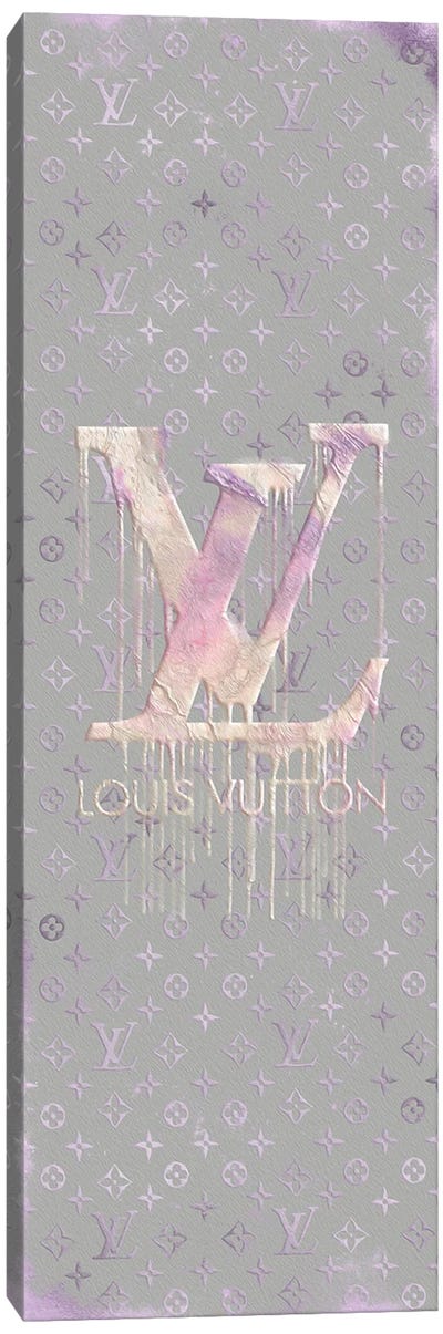 Grungy Shabby Painted Mixed Media Style Bow Dog Louis Vuitton
