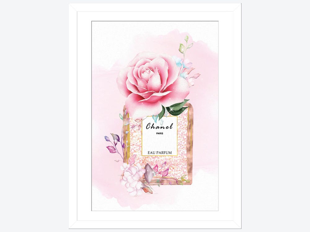 Pomaikai Barron Canvas Prints - Rose Gold Perfume Bottle with Pink Blush Florals ( Fashion > Hair & Beauty > Perfume Bottles art) - 26x18 in