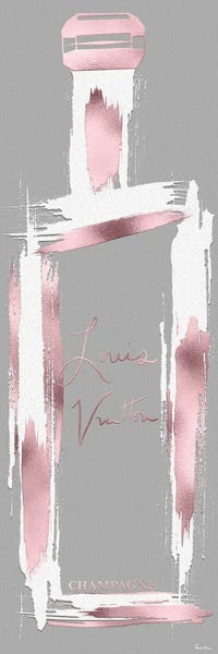 Champagne: Rose Gold & White On Gray Grunged Louis Champagne Bottle by Pomaikai Barron