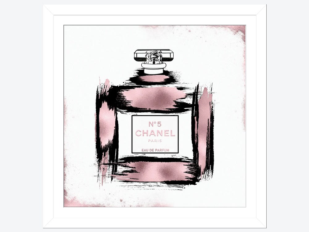 Pomaikai Barron Canvas Art Picture - Black & Rose Gold Grunged No5 Paris Perfume Bottle ( Fashion > Hair & Beauty > Perfume Bottles art) - 26x26 in