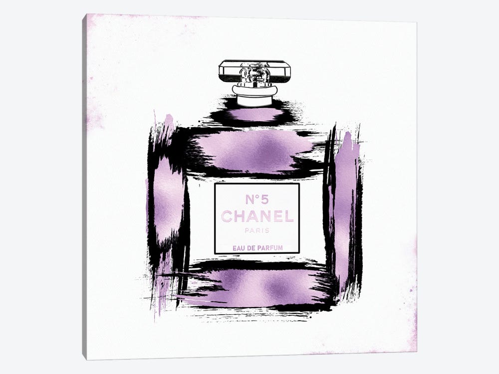Metallic Purple & Black Grunged No5 Paris Perfume Bottle by Pomaikai Barron 1-piece Canvas Print