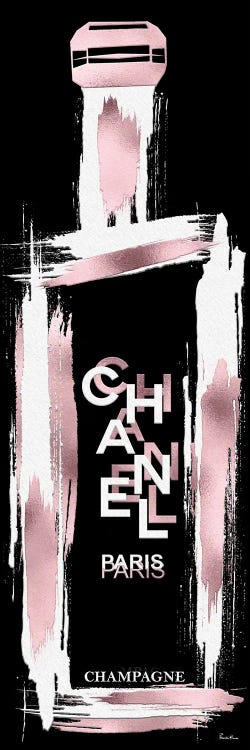 Grunged White & Rose Gold Chanel Champagne Bottle by Pomaikai Barron wall art