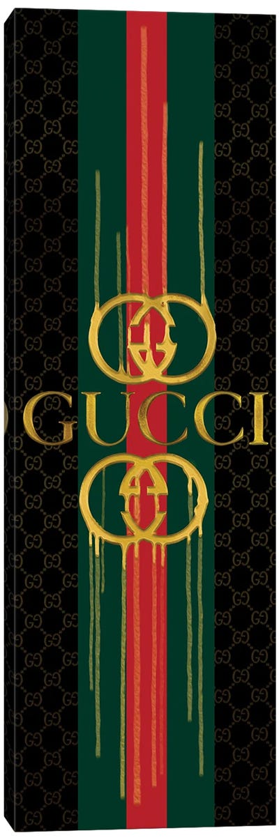 Fashion Drips GG On Black Canvas Art Print - Gucci Art