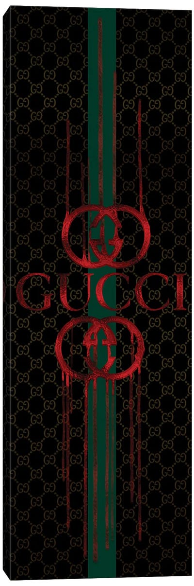 Fashion Drips GG Red On Black Canvas Art Print - Gucci Art