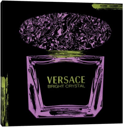 'Sace Bright Crystal Purple Perfume Bottle With Jade Accents Canvas Art Print - Versace Art