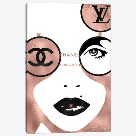 Julie Schreiber Canvas Wall Decor Prints - Chanel and More Dripping Logo with Border ( Fashion > Fashion Brands > Louis Vuitton art) - 40x26 in