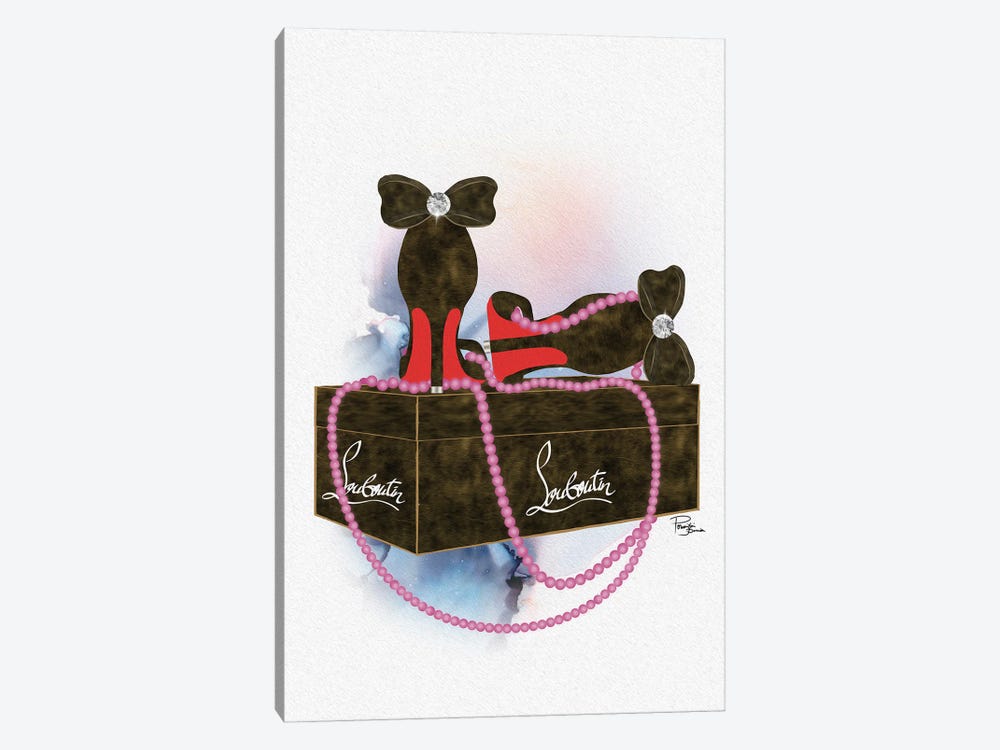 Bubu Brown Heels On Gift Box With Magenta Pearls by Pomaikai Barron 1-piece Art Print