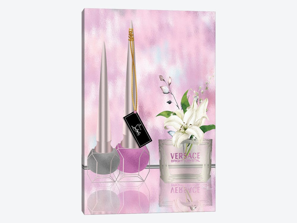 Pink Silver Bubu Nail Polish & Silver Perfume Bottle With Lilies by Pomaikai Barron 1-piece Art Print