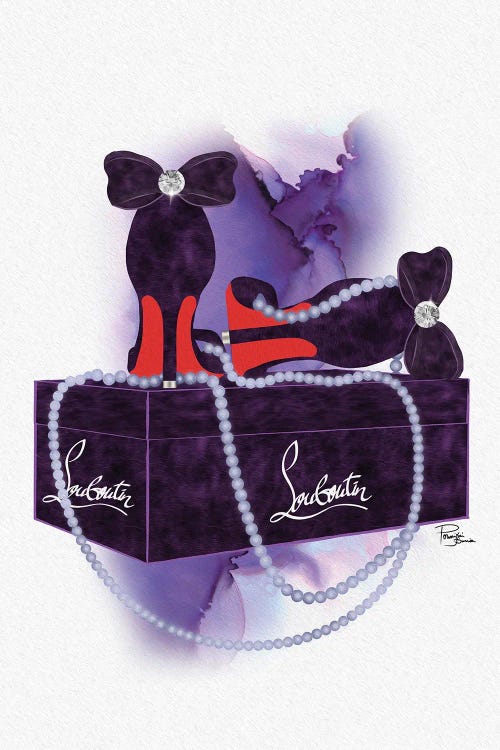 Deep Purple High Heels & Pearls On Gift Box