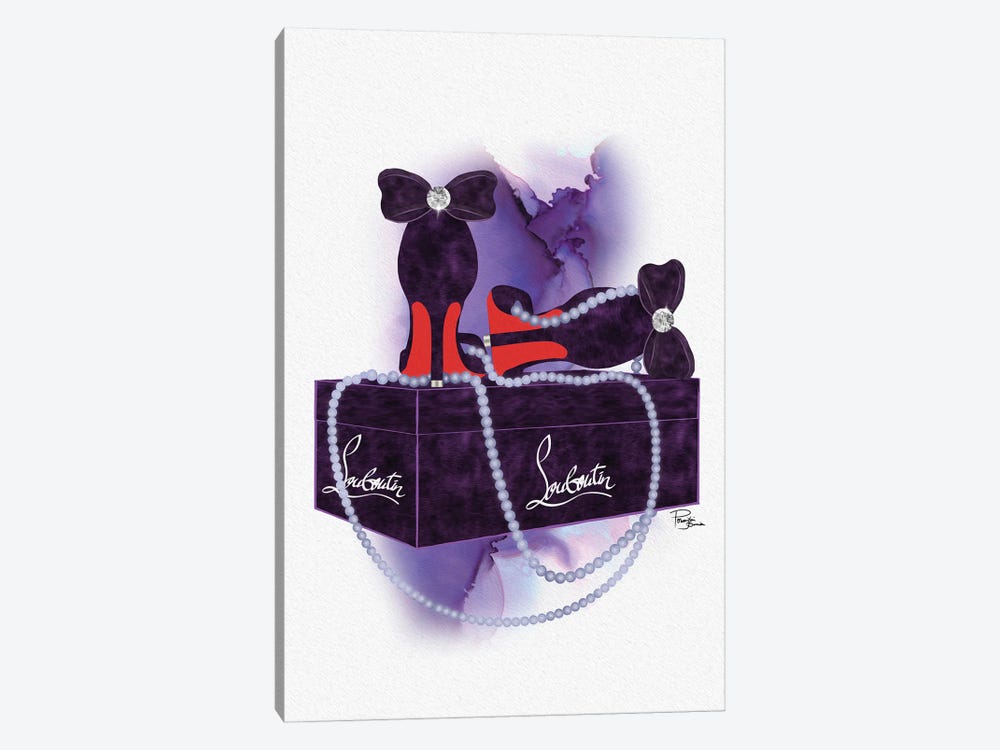 Deep Purple High Heels & Pearls On Gift Box by Pomaikai Barron 1-piece Art Print
