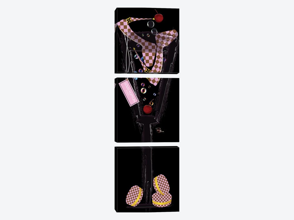 Champagne High Heels Macarons & Fashion Labels Pink Brown by Pomaikai Barron 3-piece Canvas Print