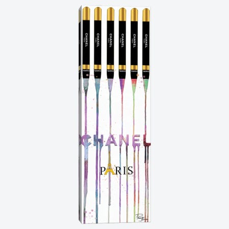 Fashion Drips Dazzle Lip Pencils On White Canvas Print #POB707} by Pomaikai Barron Canvas Artwork