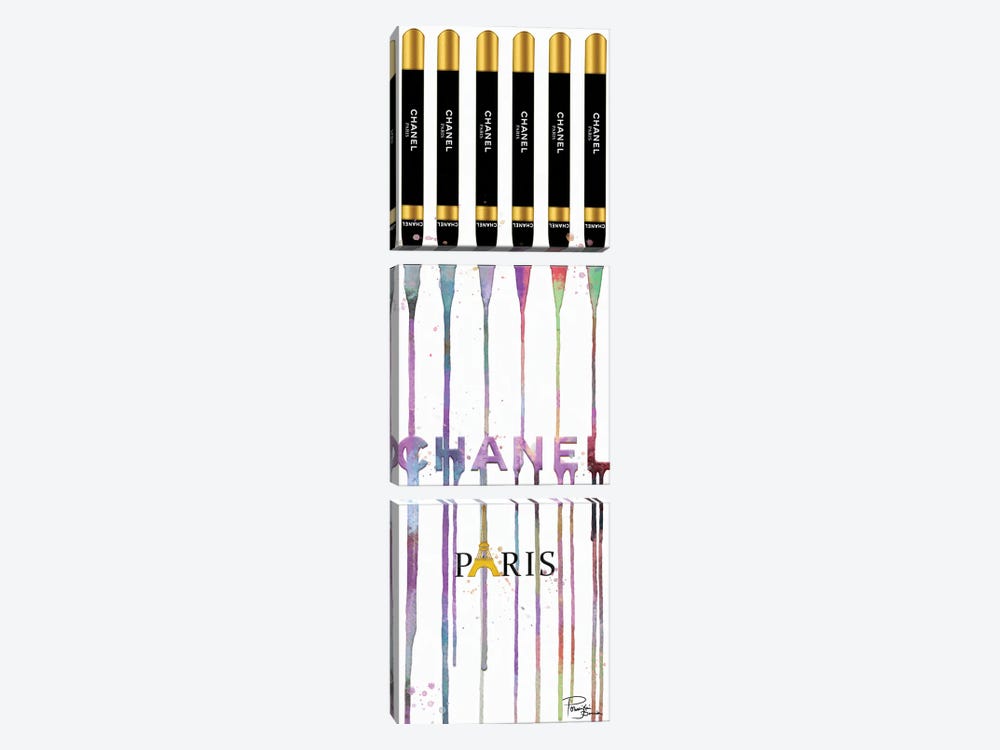 Fashion Drips Dazzle Lip Pencils On White by Pomaikai Barron 3-piece Canvas Wall Art