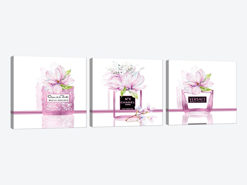 Perfectly Pink Perfume Trio With Magnolias by Pomaikai Barron 3-piece Canvas Art Print