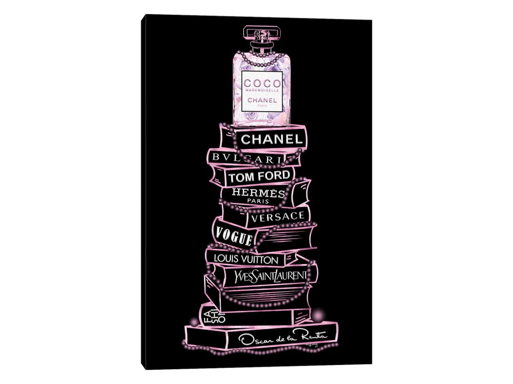 Pink & Black Coco Perfume Bottle On E - Canvas Print