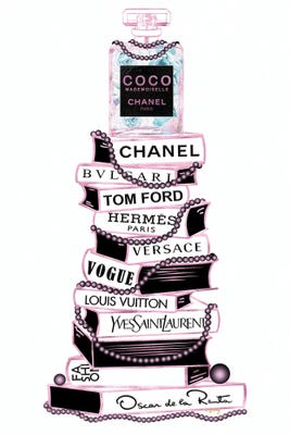 Pink & Black Coco Perfume Bottle On E - Canvas Print | Pomaikai Barron