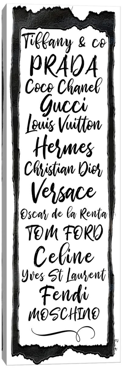 Black On White Fashion List Canvas Art Print - Yves Saint Laurent
