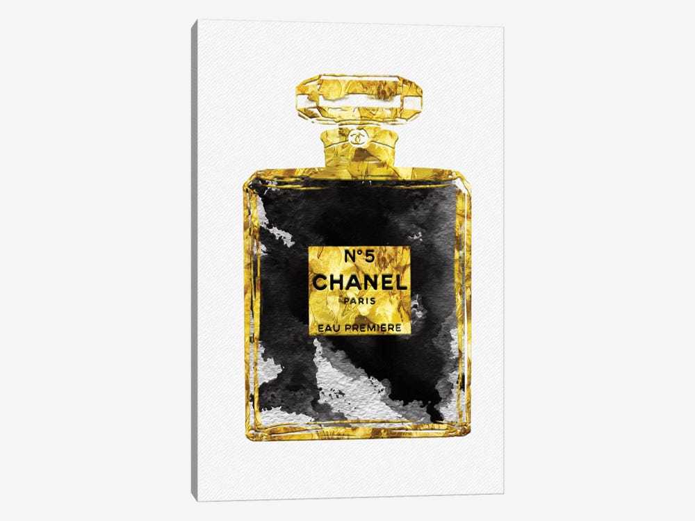 iCanvas Gold Black Copper Perfume Bottle Art I Art by Pomaikai Barron Canvas Art Wall Decor ( Fashion > Fashion Brands > Chanel art) - 18x12 in